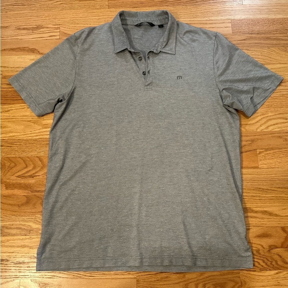 Travis Mathew Polo Shirt Mens Size XL Gray Confetti Preppy Dad Comfort Active